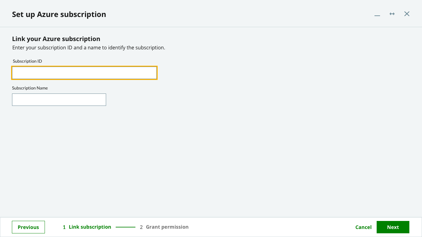 Subscription setup wizard subscription info page
