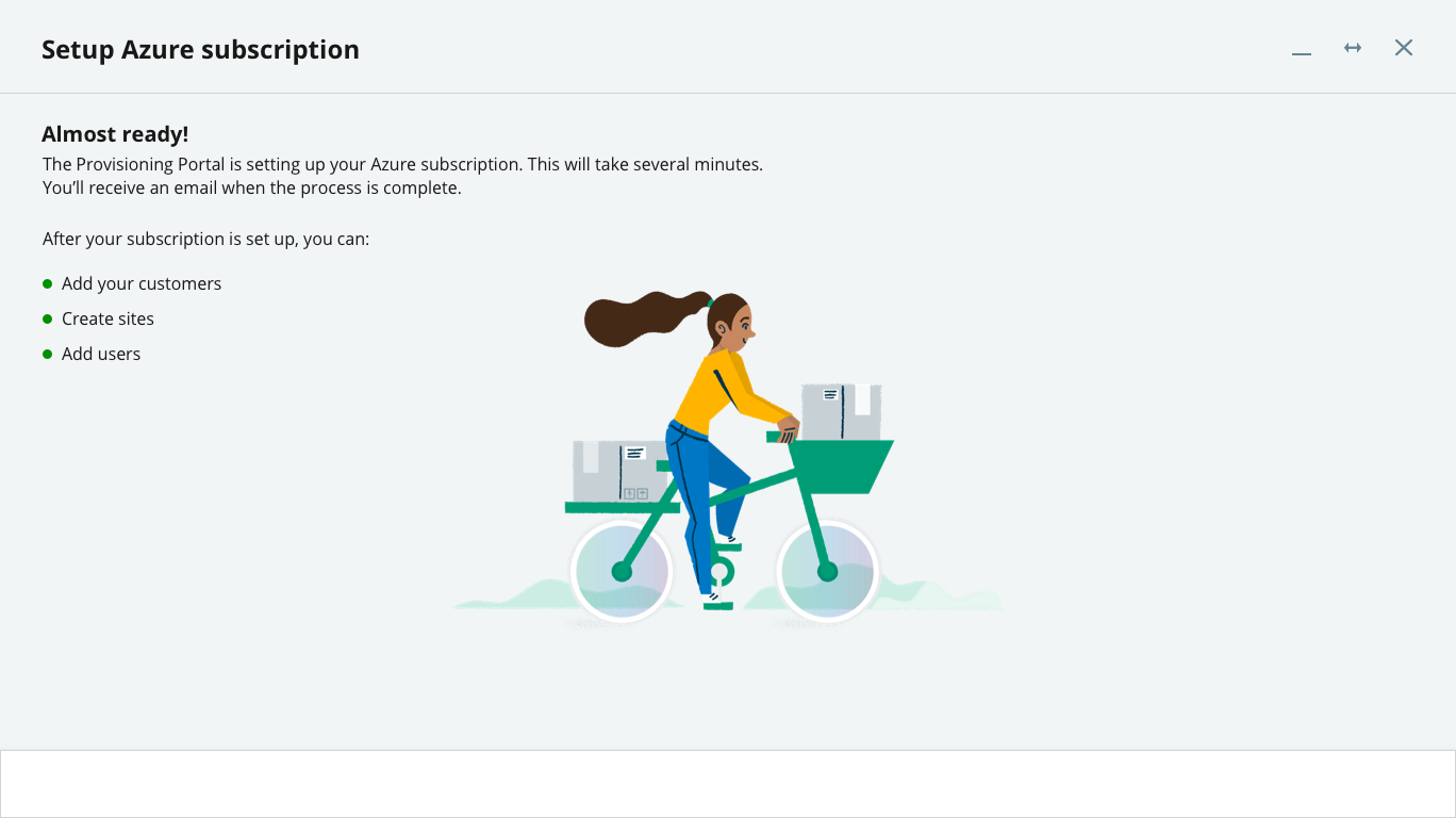Subscription setup wizard next steps page